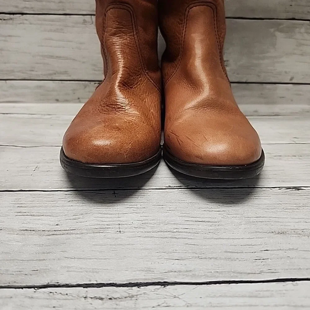 1937 Footwear Italy Tan Leather Knee High Riding  Boots Womens Size 8